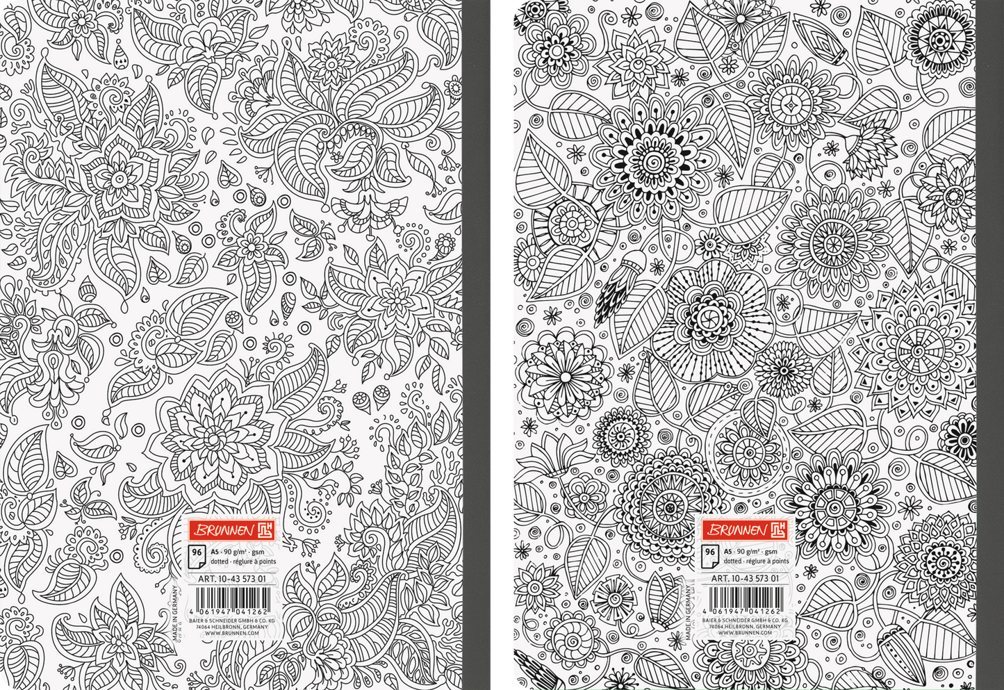 Notizbuch Brunnen Premium ZENart Kladde, A5, punktiert, weiß/schwarz
