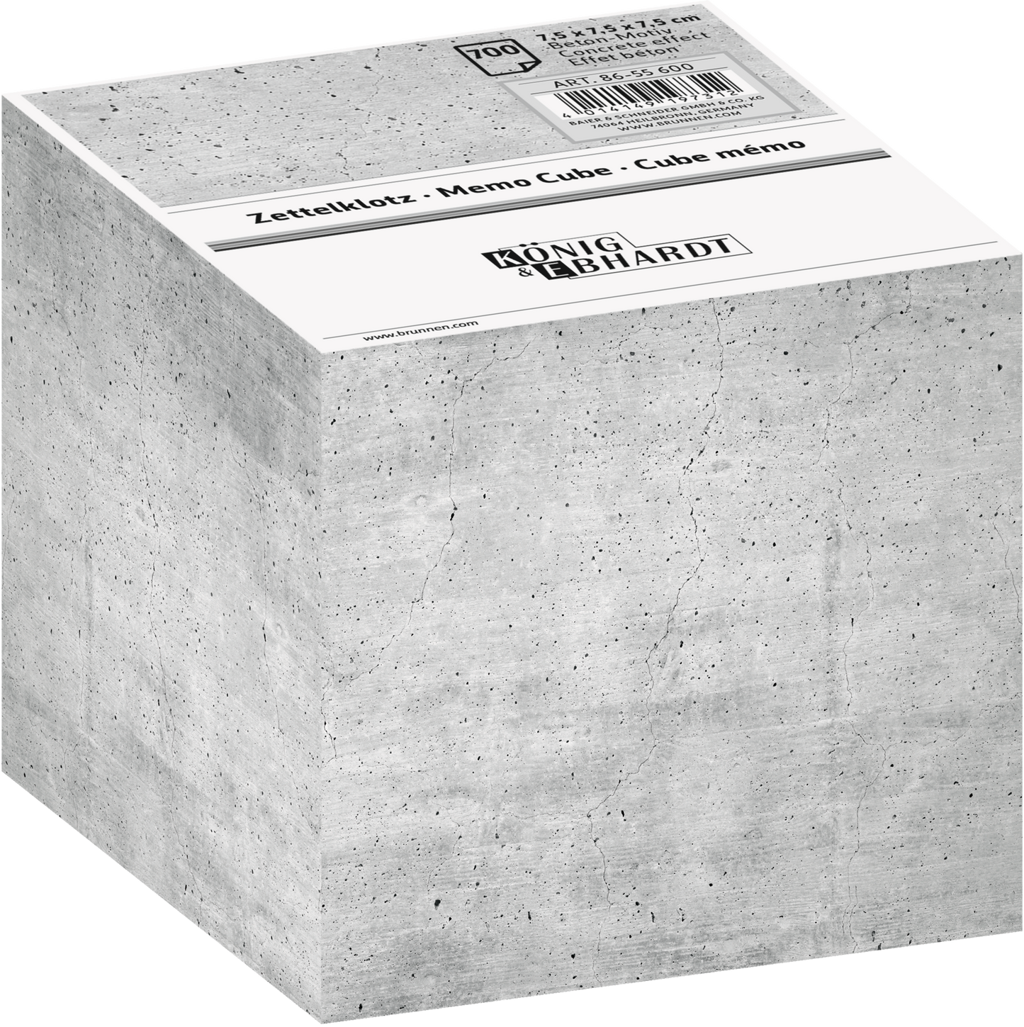 Zettelwürfel "Beton", 700 Blatt, grau