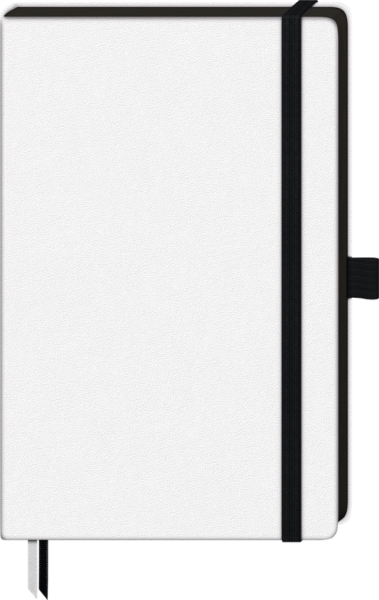 Notizbuch Brunnen Kompagnon White, A5, kariert, Gummizugverschluss, weiß